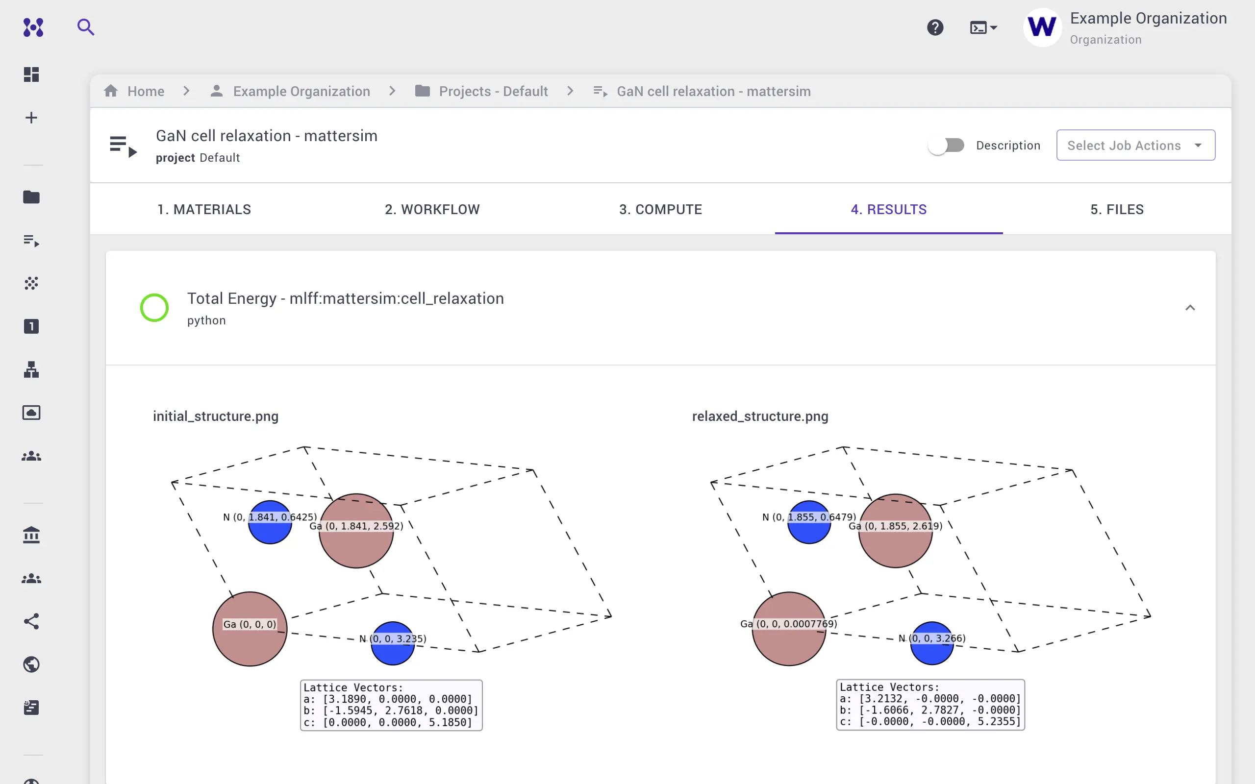 MatterSim cell relaxation results