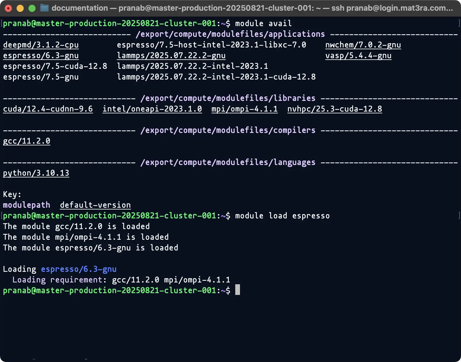 Load application with modulefile